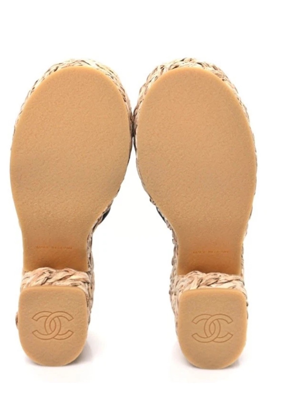 Chanel 25C Platform Raffia CC interlocking logo slides sandal size 37 - Picture 12 of 15